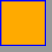 A square-cornered box with a light gray shadow the same shape
                    as the box but 20px taller and wider and offset so that the
                    top and left edges of the shadow are directly underneath the
                    top and left edges of the box.