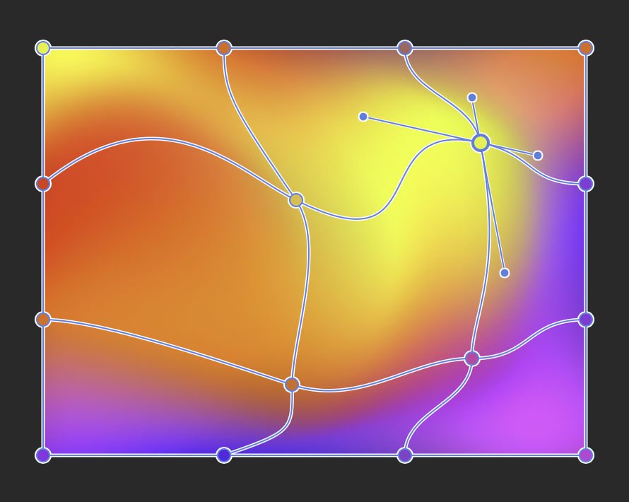 Screenshot of a mesh gradient being edited in Affinity.